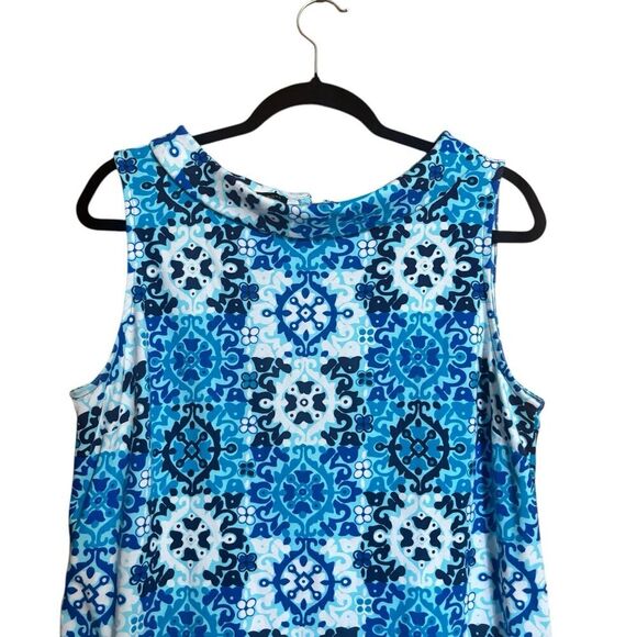 Talbots Sheath Dress Women Large Blue Multi Paisley Artsy Boho Print Sleeveless - Picture 2 of 7